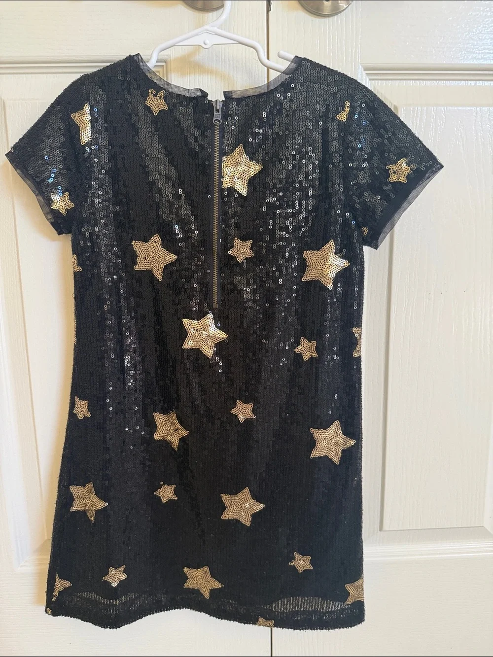 GAP Black Sequin Dress with Gold Star Appliqués
